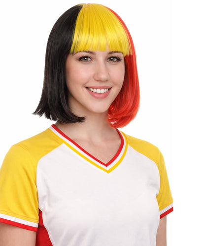Women Patriotic Belgium Flag Bob Wig | Premium Breathable Capless Cap