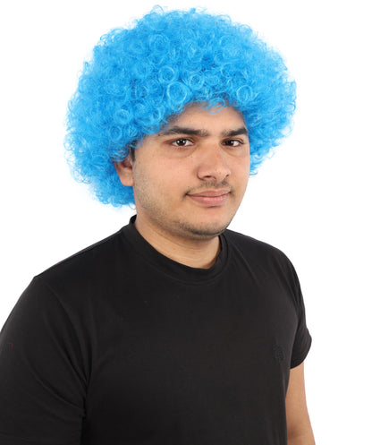 HPO Men's Afro Style Clown Wig with Standard Cap  | Flame-Retardant Synthetic Fiber | Ideal for Parties, Cosplay, and Themed Events