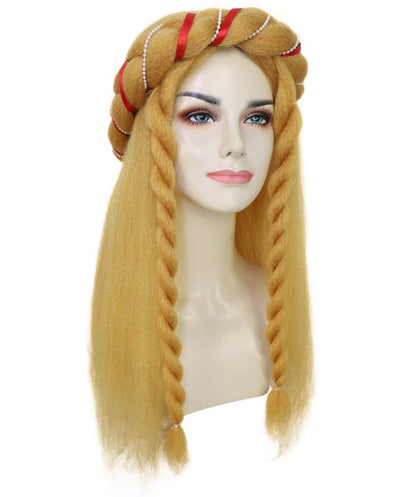 Women’s Long Blonde Braided Headband Wig | Medieval Princess, Fantasy Maid, Renaissance Hairpiece | Breathable Capless Cap