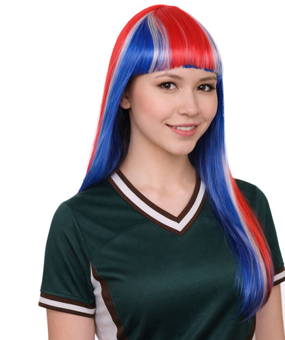 Iceland Flag Sport Party Long Bob Wig | National Pride | Premium Breathable Capless Cap