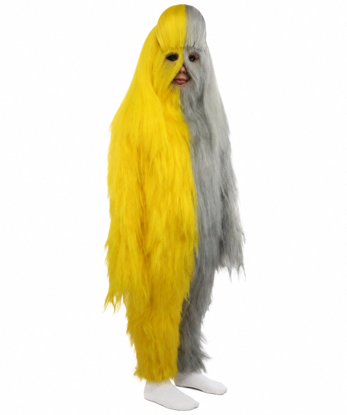 HPO Teen Extreme Hairy Person Two Part Costume, Mask and Bundle Set - Full-Body Hair Suit Extra-Long Costume Wig for Halloween, Cosplay & Parties - Multiple Color Options