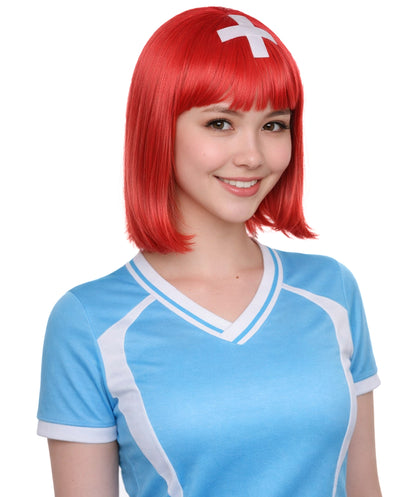 Switzerland Flag Sport Party Bob Wig | Sexy Halloween Wigs | Premium Breathable Capless Cap