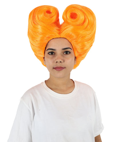 Women’s Supermodel Horn-shaped White Hair Updo Full Wig I Perfect for Halloween I Flame-retardant Synthetic Fiber