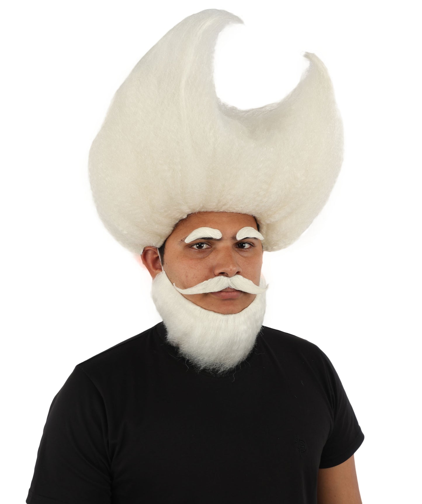 HPO Men's Crescent Fantasy Wig Beard Mustache & Eyebrow Set | Massive structural moon shape with matching facial hair and capless construction | Essential for theatrical stage drag performance costume events and party