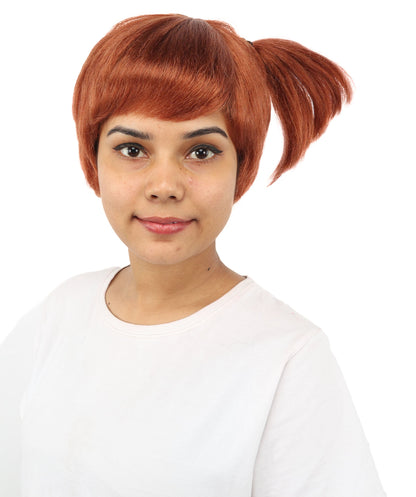 HPO Adult Women's Anime Trainer Character Wig | Vibrant hue multicolor options, create of synthetic fiber, short choppy bob with high side ponytail, breathable base | Cosplay, Halloween, theater, party, performance, costume events