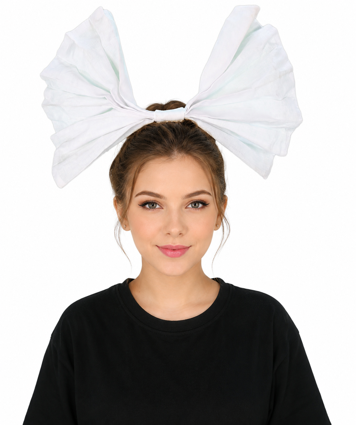 Women’s White and Black Bow Hair Clip | Fantacy Character Large Hair Accessory | Ideal for Halloween, Cosplay & Fancy Dress Parties