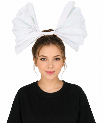 Women’s White and Black Bow Hair Clip | Fantacy Character Large Hair Accessory | Ideal for Halloween, Cosplay & Fancy Dress Parties