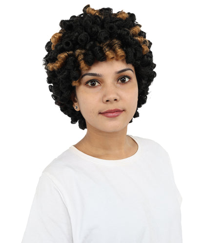 HPO Women' Black & Brown Curly Braiding Hair | Soft Synthetic Pre-Stretched Braids for Halloween, Festivals, Parties, and Creative Hairstyles