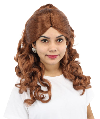 HPO Women's Long 20-Inch Brown Curly Wig | Ideal Cosplay, and Themed Parties | Soft, Natural-Looking, and Easy to Wear