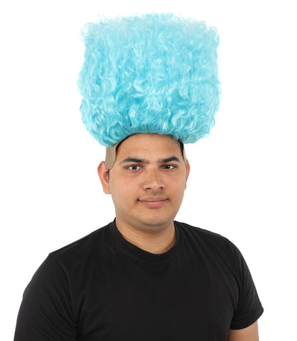HPO Men’s Tall Afro Wig | Multicolor Options | Animated Scientist Style Hair | Funny Hairpiece with Bouncy Curls and Capless Cap | Retro Nerd Look for Parties, Shows & Halloween
