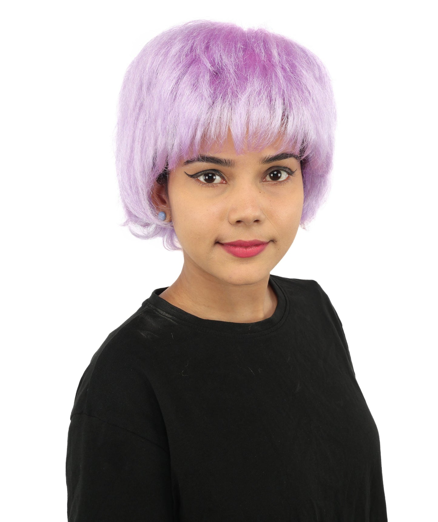 HPO Adult Women's Short Silver White Pixie Wig  | Edgy Layered Cut with Bangs | Synthetic Hair Wig for Stage Fashion, Cosplay, Halloween & Bold Party Looks
