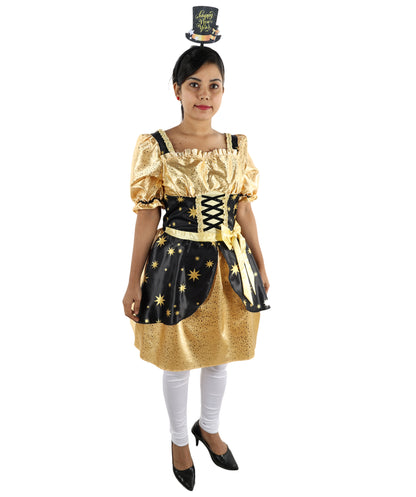 HPO Women’s Golden Warrior Dress Costume with Headband | Elegant Historical Style Outfit | Ideal for Parties and Events