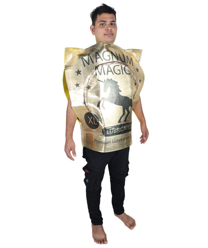 HPO Men’s Hilarious Gold Magic Condom Costume | Suitable for Halloween | Flame-retardant Synthetic Fabric
