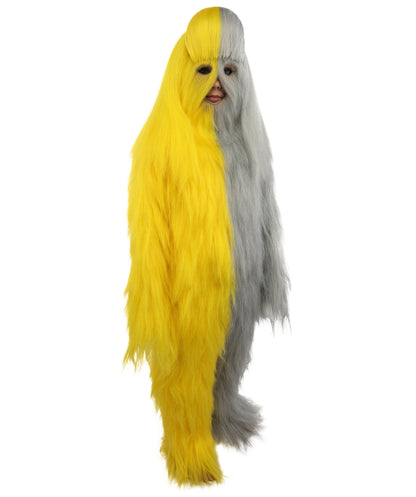 HPO Teen Extreme Hairy Person Two Part Costume, Mask and Bundle Set - Full-Body Hair Suit Extra-Long Costume Wig for Halloween, Cosplay & Parties - Multiple Color Options