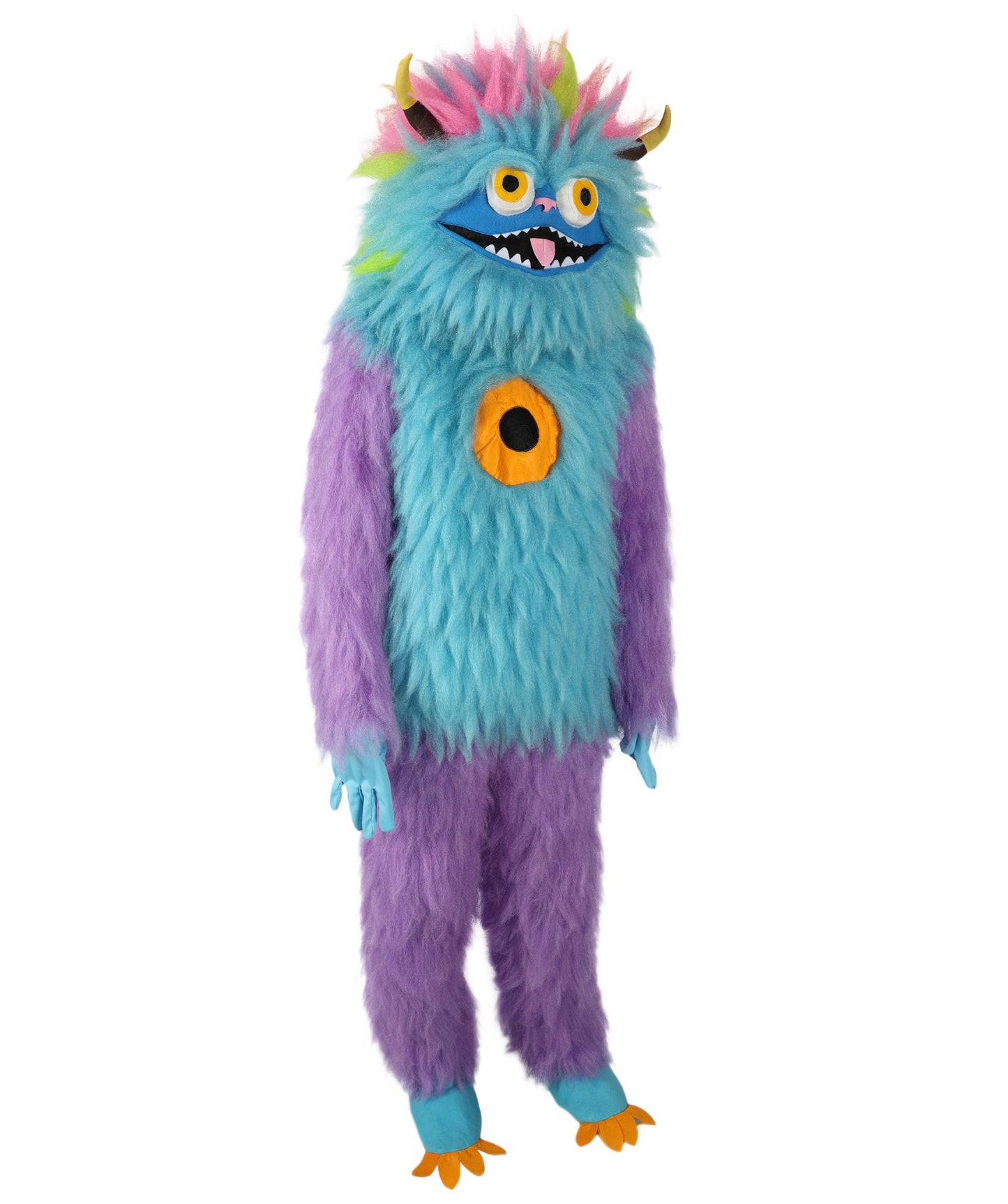 HPO Adult Unisex Furry Rainbow Monster Costume & Bundel Set with Mask | Perfect for Halloween| Flame-retardant Synthetic Fabric