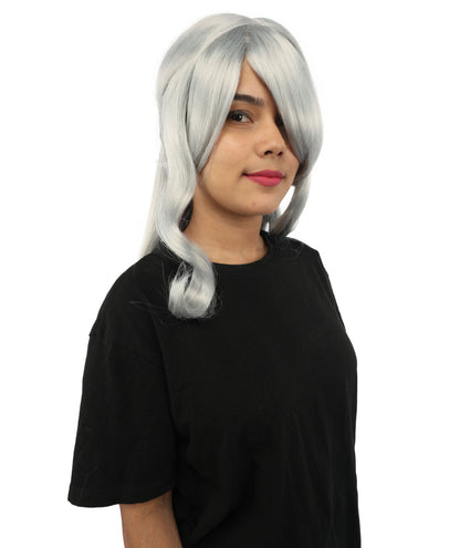 HPO Adult Women's Anime Character Wig | Multiple Color Options | Synthetic Fiber with Side Swept Bangs and Top Tuft | Halloween Party and Comic Con Events