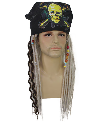 HPO Men's Pirate Dreadlocks Multicolor Options Wig | Halloween and Cosplay Wig | Flame-retardant Synthetic Fiber
