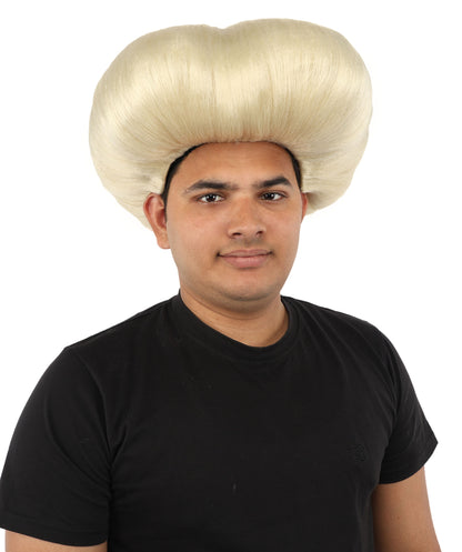 HPO Men's Mad Scientist Wig | High Volume White Vertical Hair with Faux Bald Cap Top & Structured Styling | Halloween Costume Party Theater Prop & Dress Up Accessory | Multicolor Options