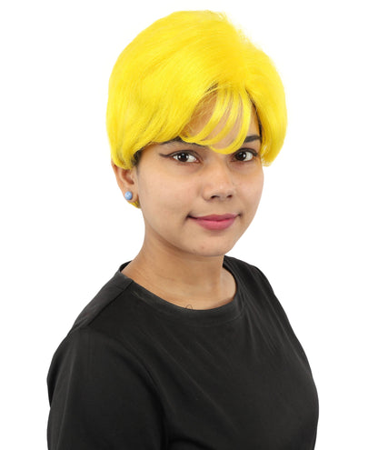HPO Adult Women’s Short Black Wig | 10 Inch, Sleek and Smooth Bob Hairpiece | Ideal for Cosplay, Costume, and Themed Events