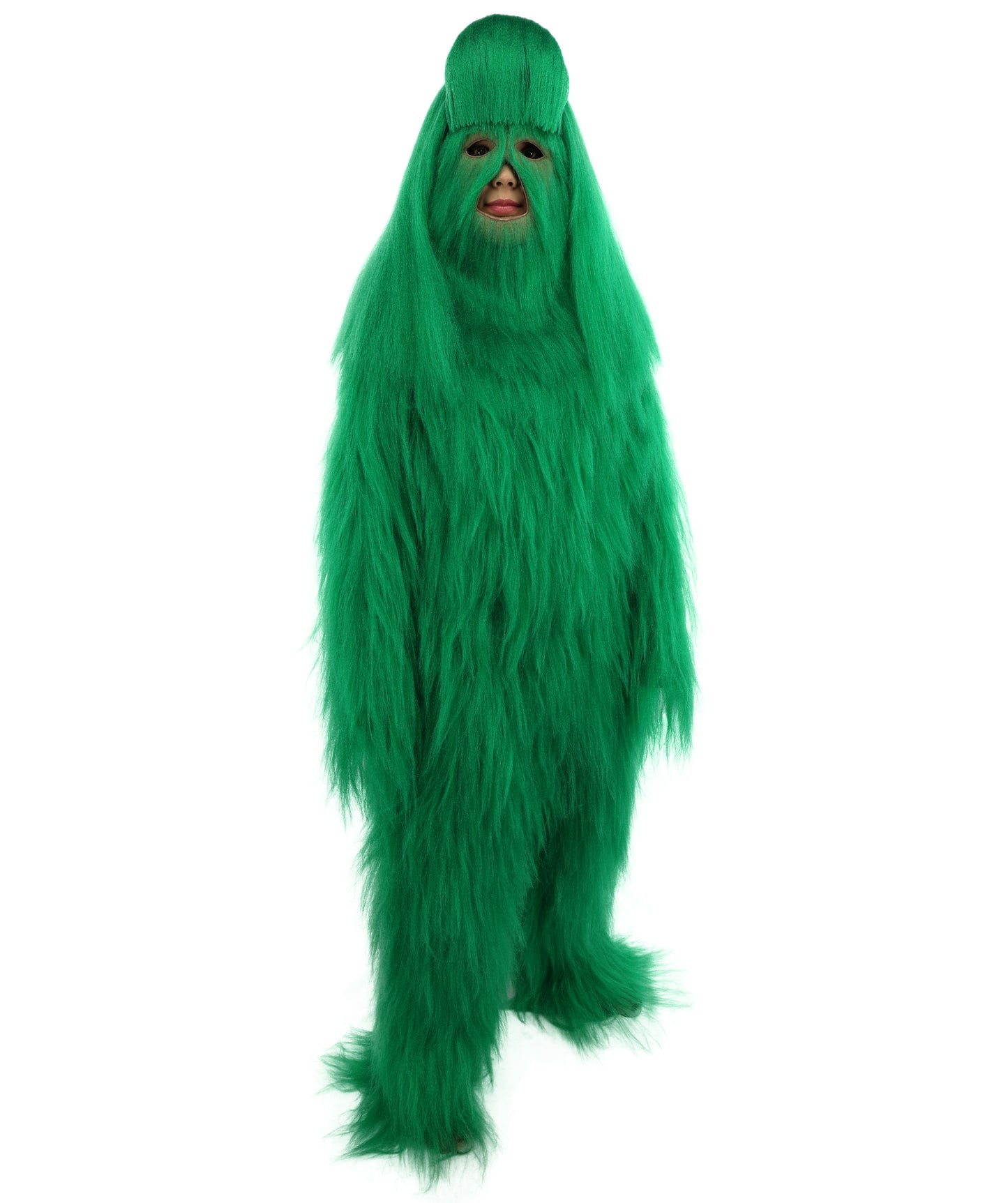 HPO Teen Extreme Hairy Person Costume Bundle & Mask Set - Full-Body Hair Suit Extra-Long Costume Wig for Halloween, Cosplay & Parties - Multiple Color Options