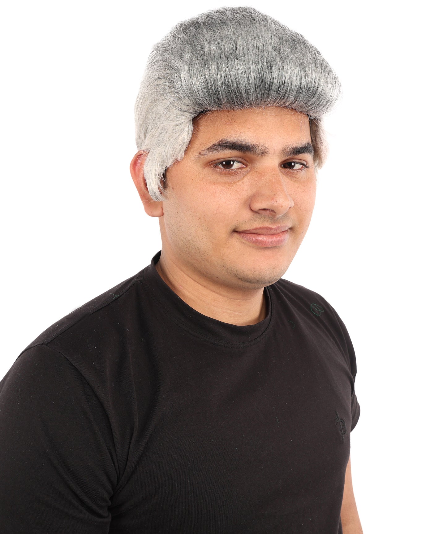 HPO Men’s 9 Inch Short Gray Wig | Capless Synthetic Hair | Ideal for Halloween , Historical and Fantasy Character Cosplay