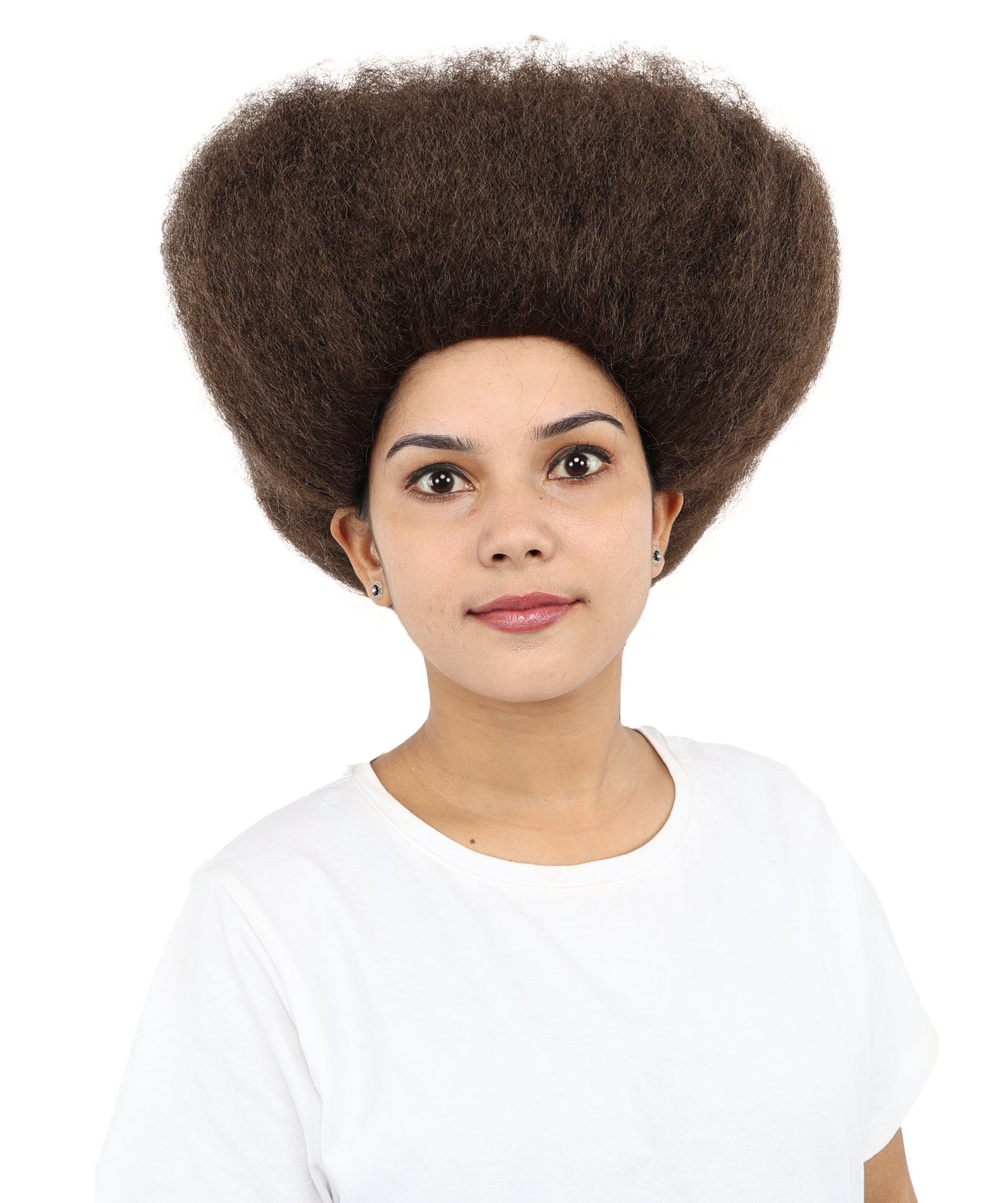 HPO Women's Afro Kinky Curly Wig in Brown | Short, Voluminous Synthetic Hair with Natural Texture |  For Halloween, and Daily Wear