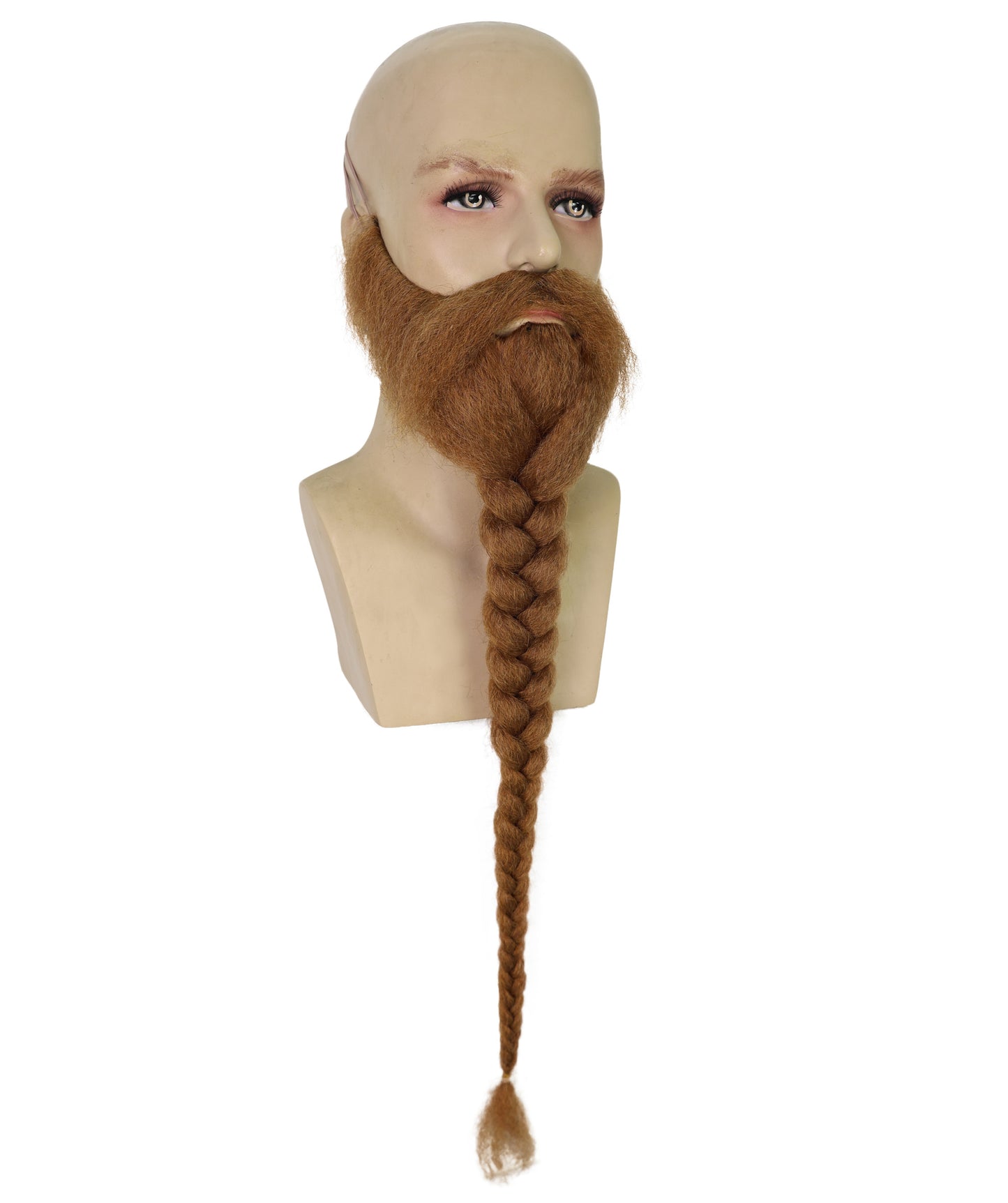 HPO Men's Extra-Long Braided Beard | Brown 25-inch and eye-catching braided facial hair design | Ideal for party, Halloween, cosplay, theater, drag, performance, costume events