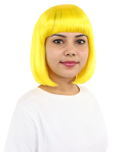 Adult Women’s Medium Bob Wig with Bangs – Layered Hairstyle with Soft Synthetic Fibers & Smooth Texture With Standard Cap | Stylish Hairpiece for Cosplay, Parties & Photo Shoots | Multicolor Options