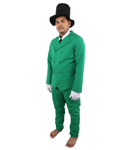 HPO Men's Holiday Gentleman Costume | Structured Poplin Suit Featuring Double Breasted Jacket and Vest | Versatile for Stage Shows, Christmas Parties, and Vintage Events