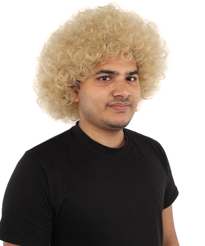 HPO Men's Multi-Color Options Curly Clown Wig | Flame-Retardant Synthetic Fiber and Standard Cap | Ideal for Parties, Cosplay, and Themed Events