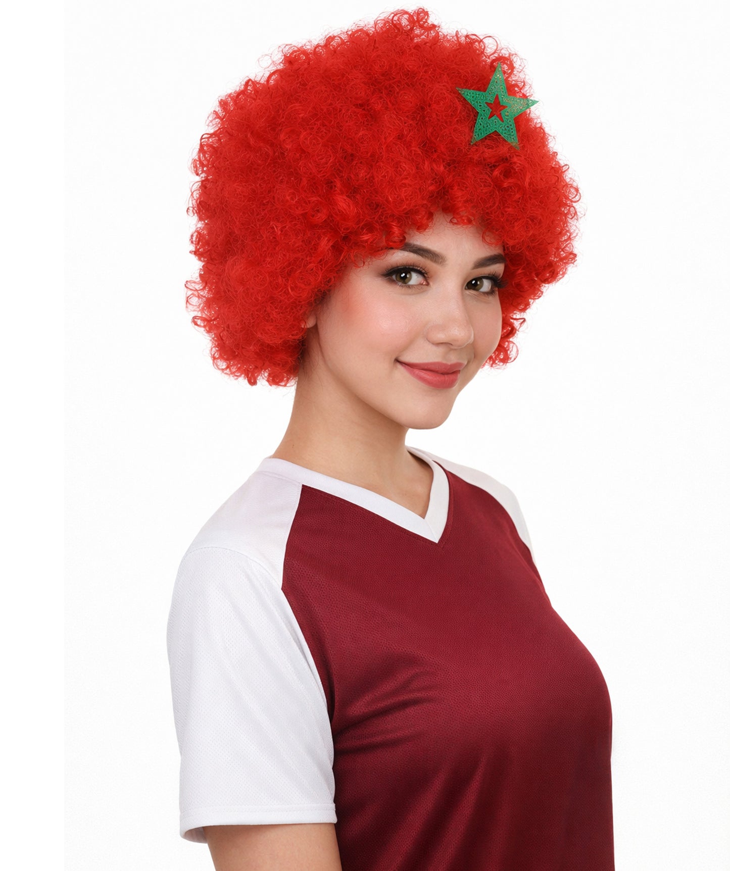 Morocco Flag Sport Afro Halloween Wig