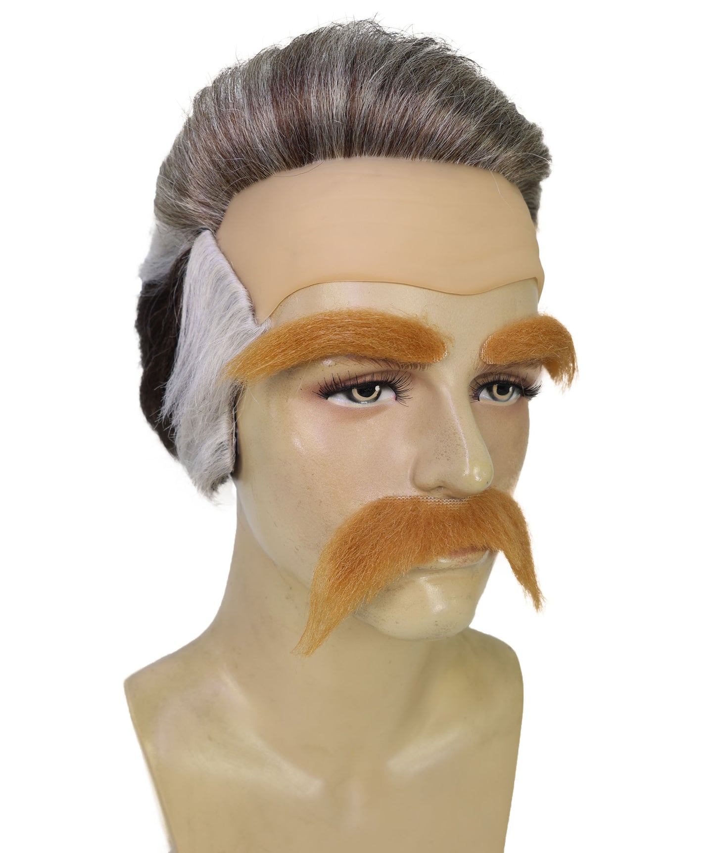 HPO Adult Men’s Fake Mustache Set with Eyebrows | Stick-On Costume Facial Hair Kit for Halloween