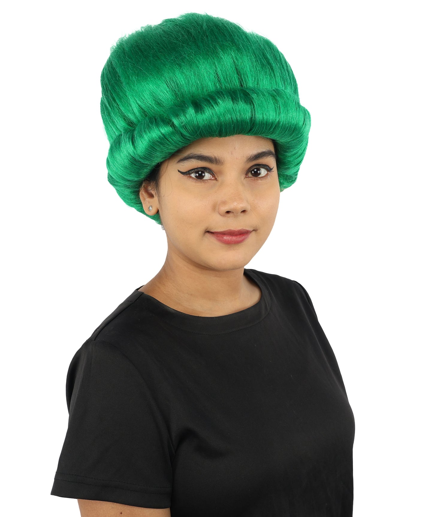 HPO Women's Voluminous Golden Blonde Grandma Wig | Medium Puffy Afro Style with Silver Texture, Synthetic Fiber & Adjustable Fit | Halloween, 100th Day of School, Theater & Funny Costume