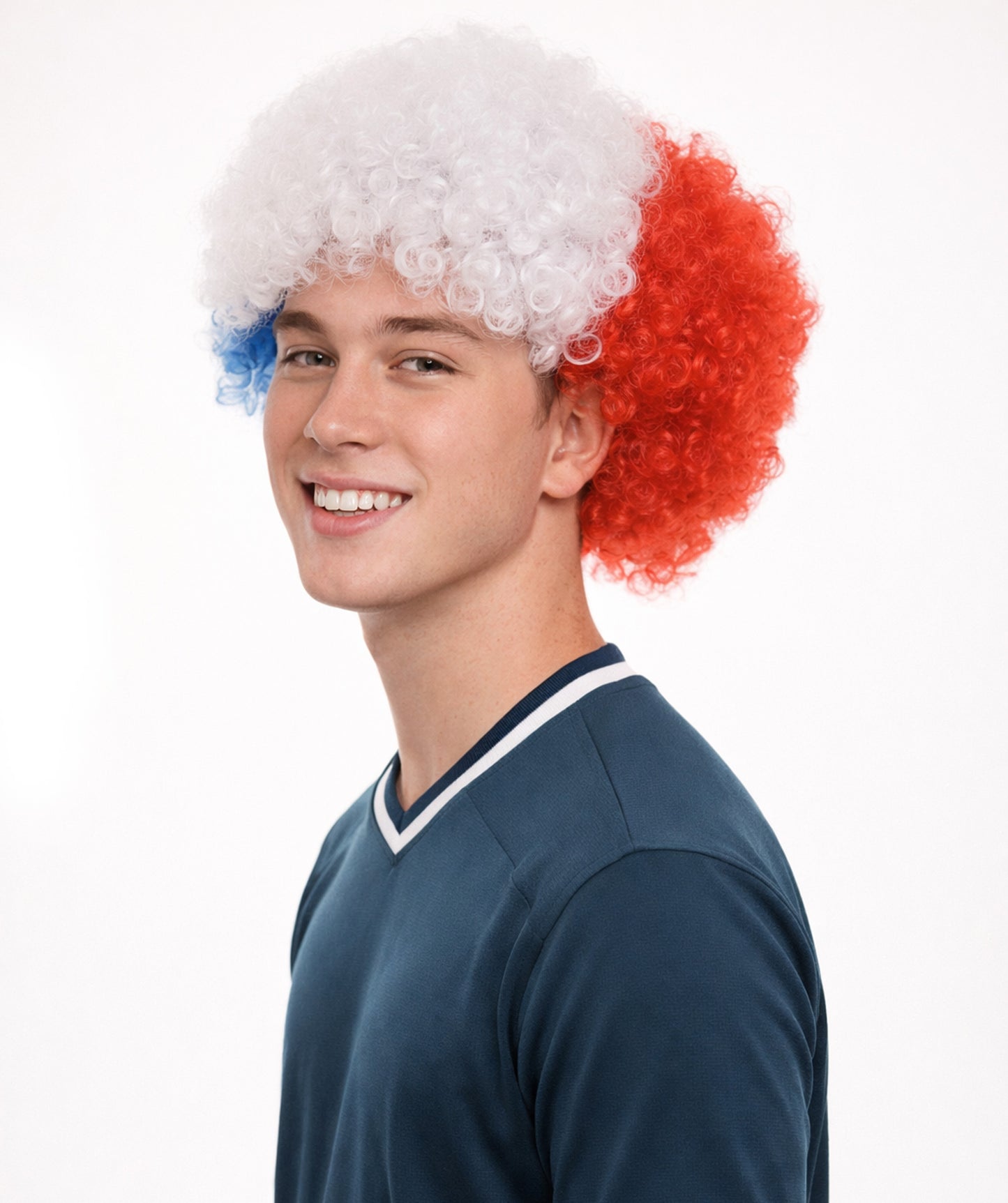 Chile Sport Afro Fun Wig | Super Size Blue White Red Wig