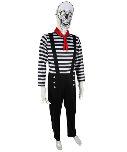 HPO Adult Men’s Classic Black and White Mime Costume – for Halloween and Themed Parties