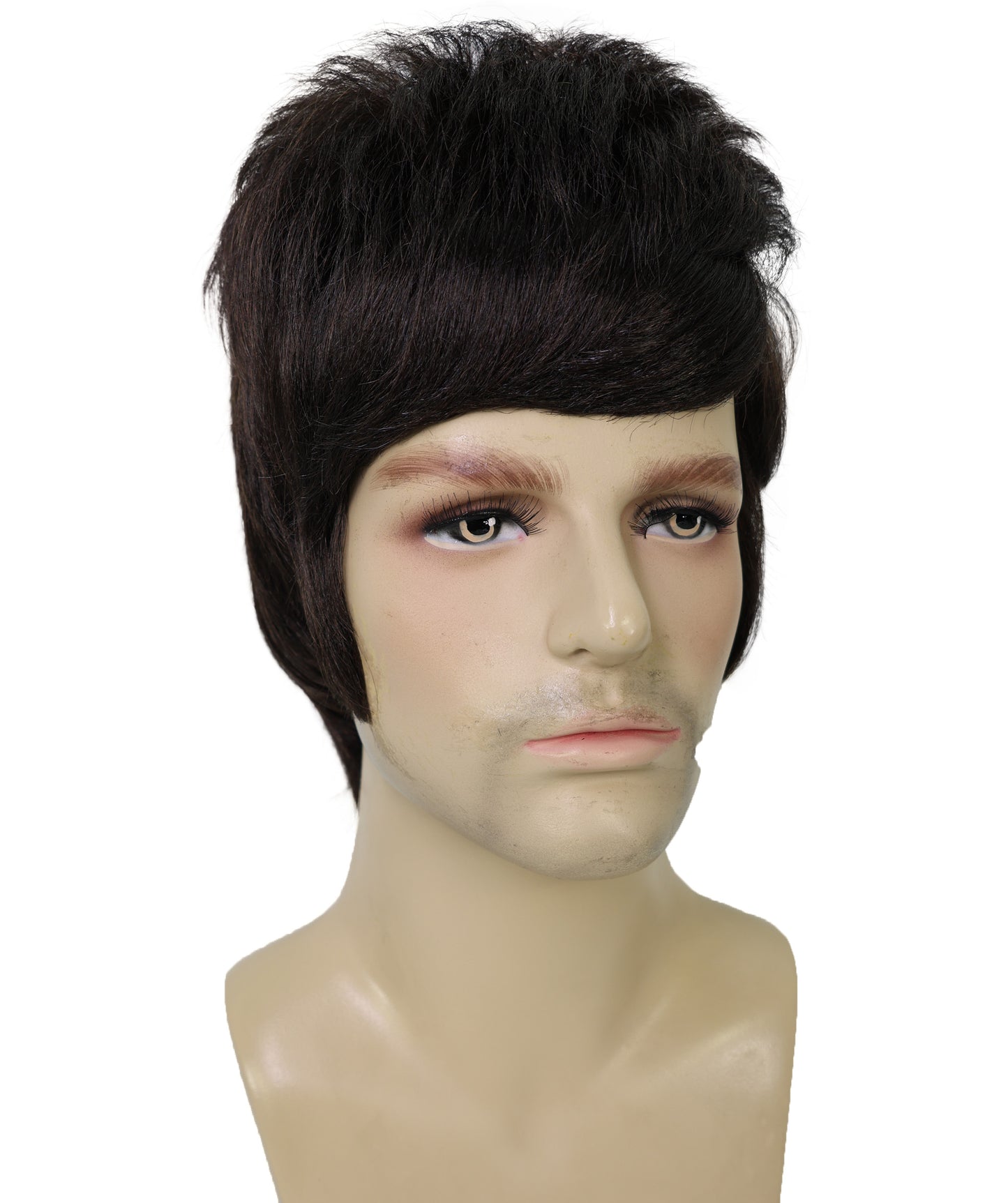 HPO Men's 80'S Rock Star Noel Gallagher-Inspired Short Straight Brown Wigs, Classic Brit pop Look for Halloween & Costumes, Breathable Caples Cap Flame-Retardant Synthetic Fiber Hair