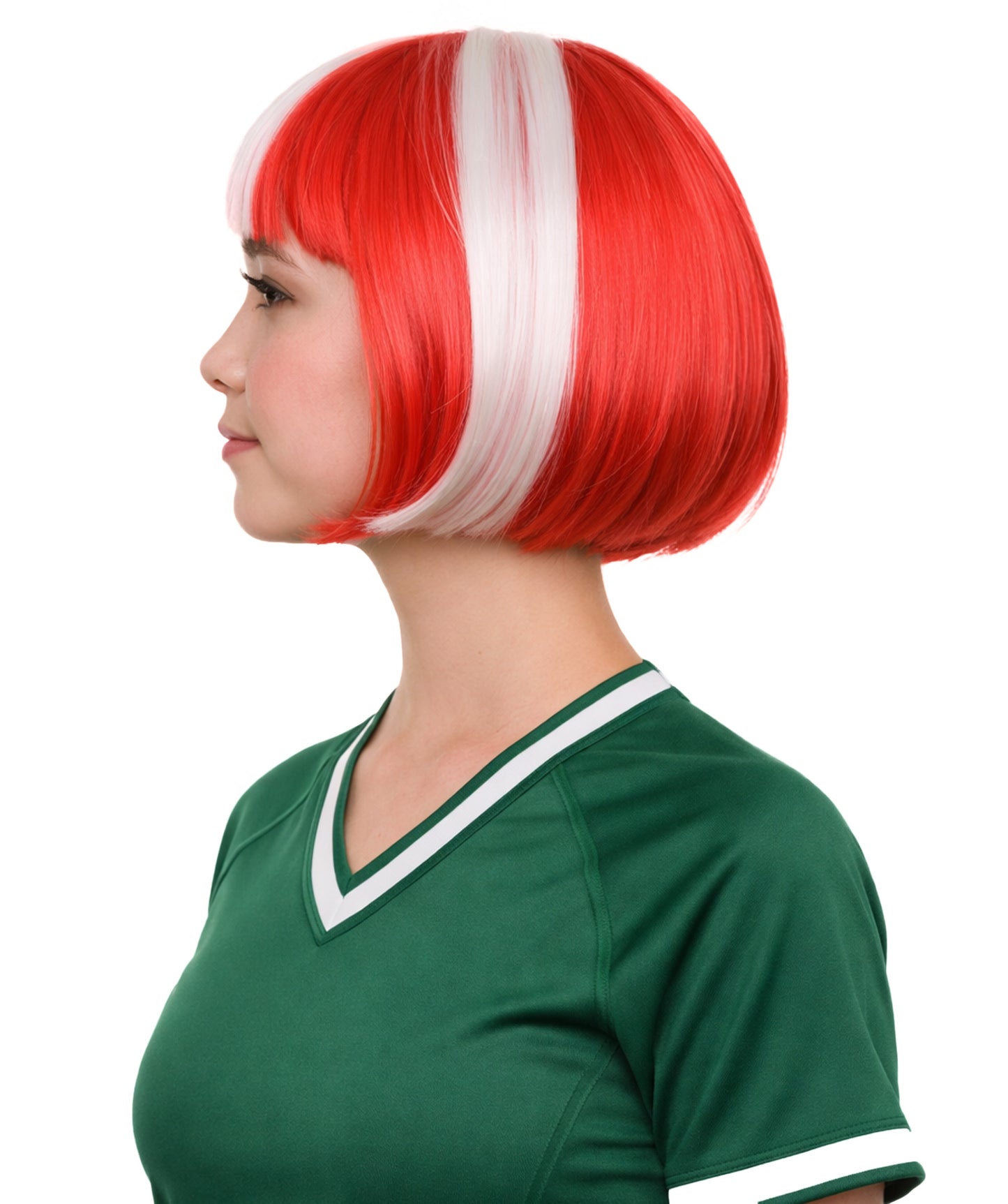 Denmark Flag Sport Party Bob Wig | National Pride Halloween Wig | Premium Breathable Capless Cap
