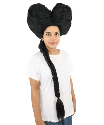HPO Women’s Extra Long Golden Brown Count Dracula Wig | 42 Inch Synthetic Hairpiece Ideal for Gothic Noble Costume Halloween Cosplay Party Fancy Dress