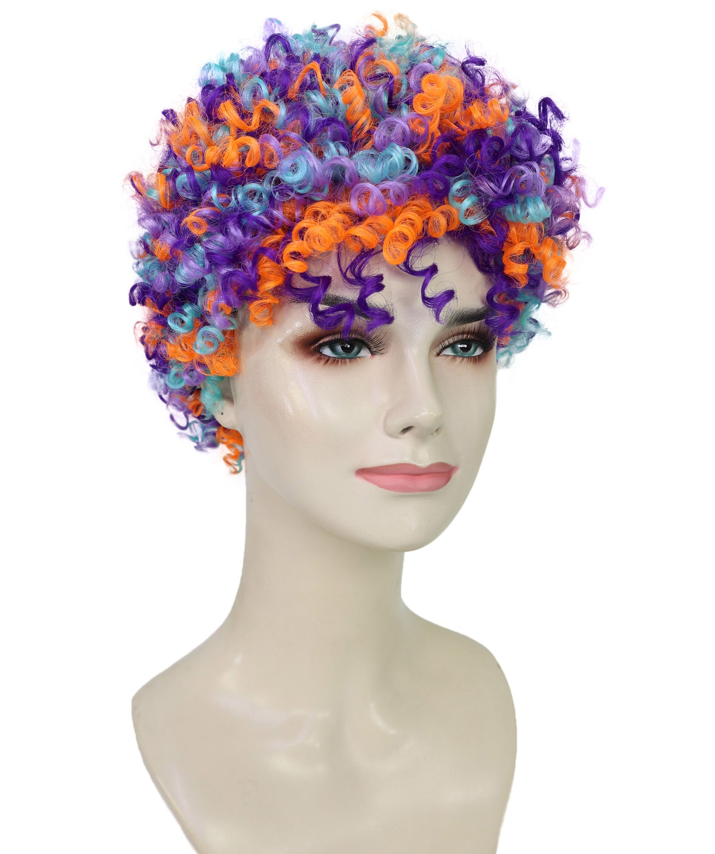 Women's Colorful Clown Wig | Rainbow Curly Costume Hair for Men & Women | Circus, Party, Halloween | Breathable Capless Cap
