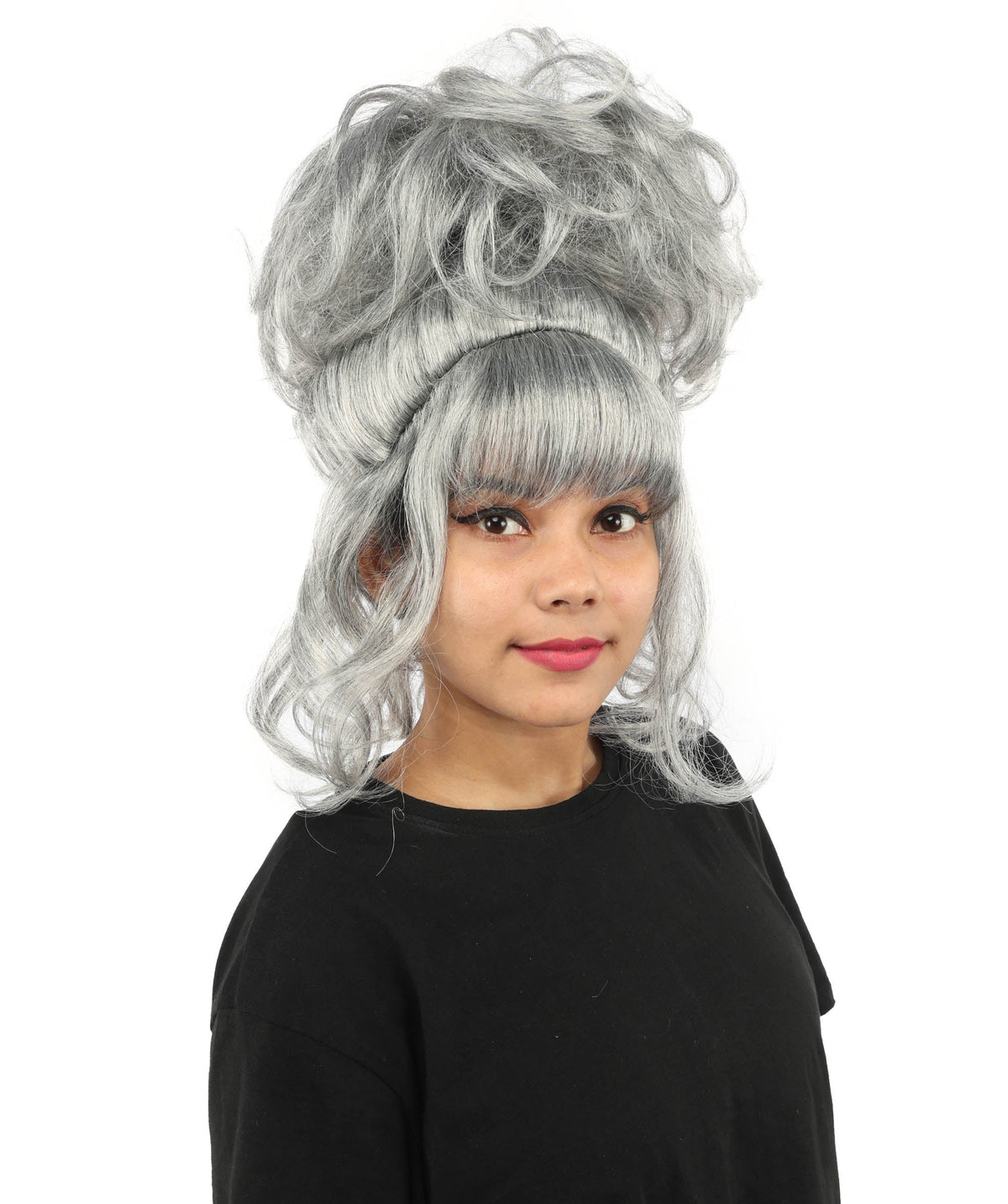 HPO Adult Women's Elegant Updo Tendril Wig | Multiple Color Options | Pastel peach hue, create of synthetic fiber, high teased volume with face-framing strands, breathable capless cap | Party, Halloween, theater, drag, performance, costume events