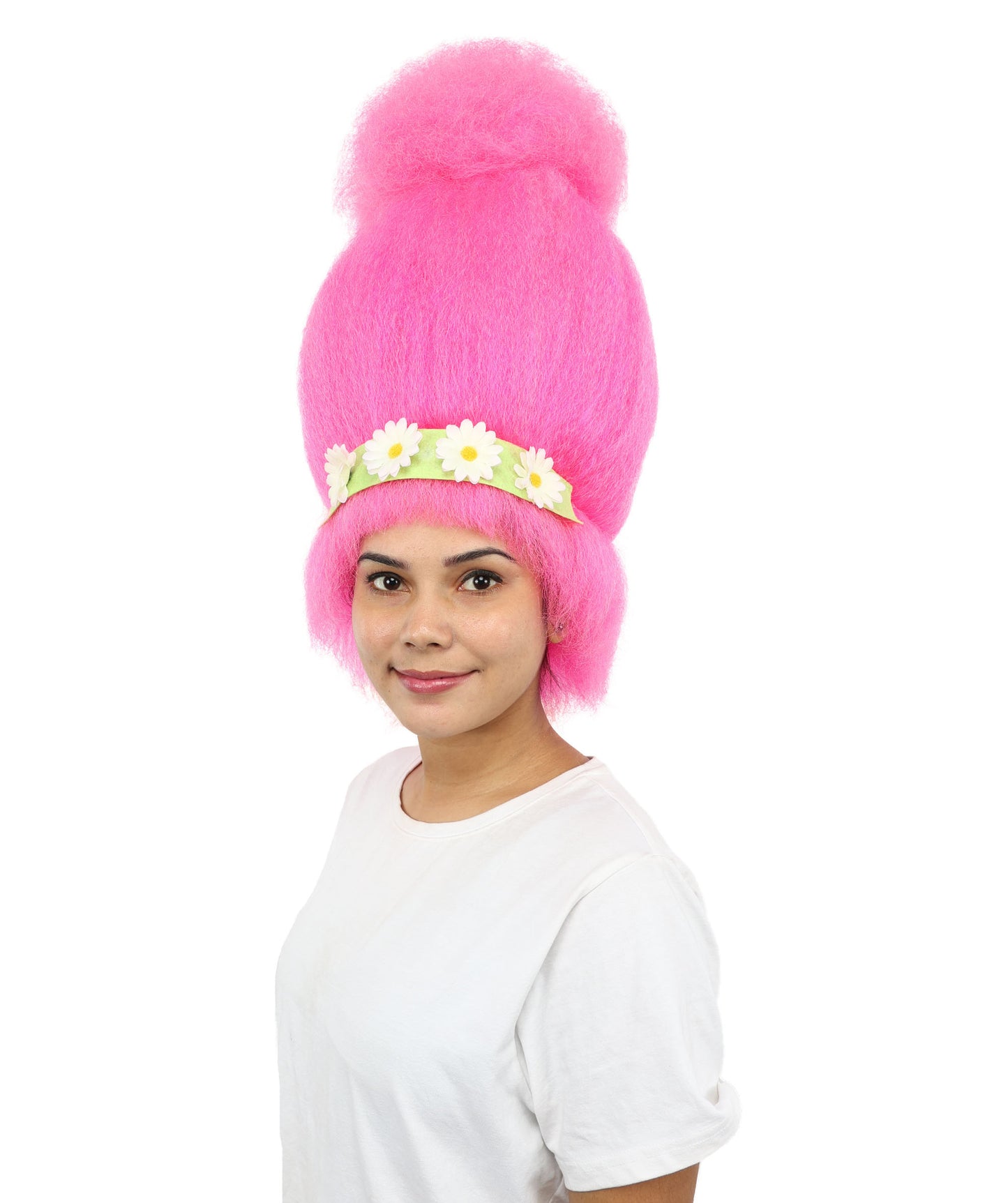 HPO Women’s Troll Wig | Bright Pink High-Volume Hairstyle | Synthetic Hair for Cosplay, Halloween, Stage Performances & Parties"