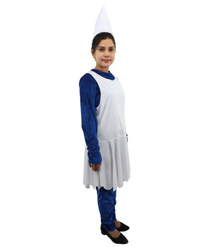 HPO Women's Dip Blue & White Fantasy Costume – Cartoon Style Outfit with White Dress | Outfit for Halloween, Cosplay & Themed Events