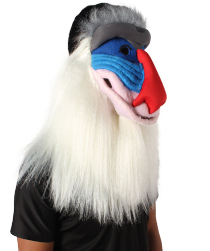 HPO Unisex Large Old Mandrill Monkey Mask | Best for Halloween | Flame-retardant Synthetic Fiber