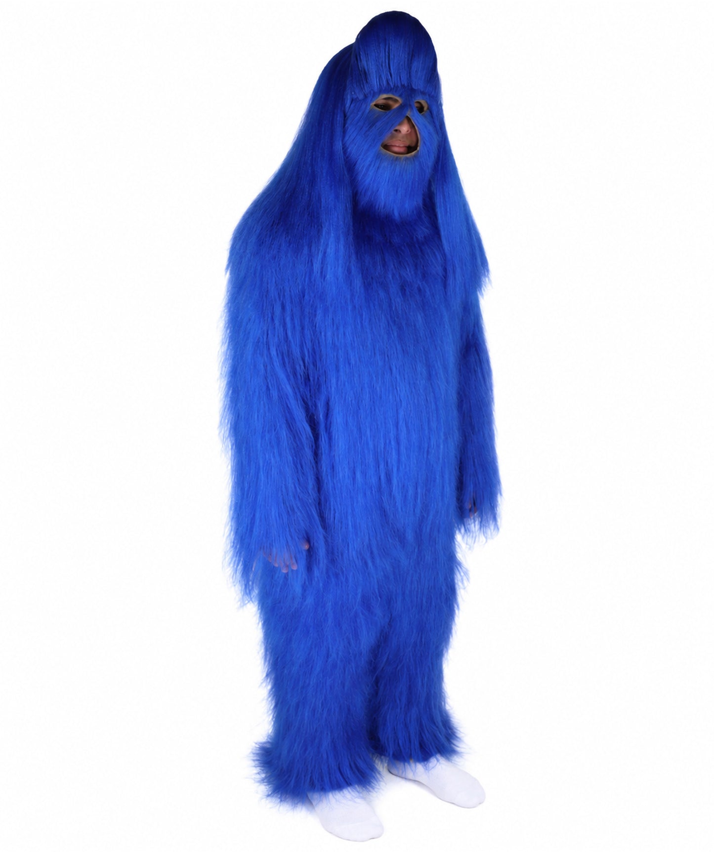 HPO Unisex Extreme Hairy Person Costume, Mask and Bundle - Full-Body Hair Suit Extra-Long Ash Brown Costume Wig for Halloween, Cosplay & Parties