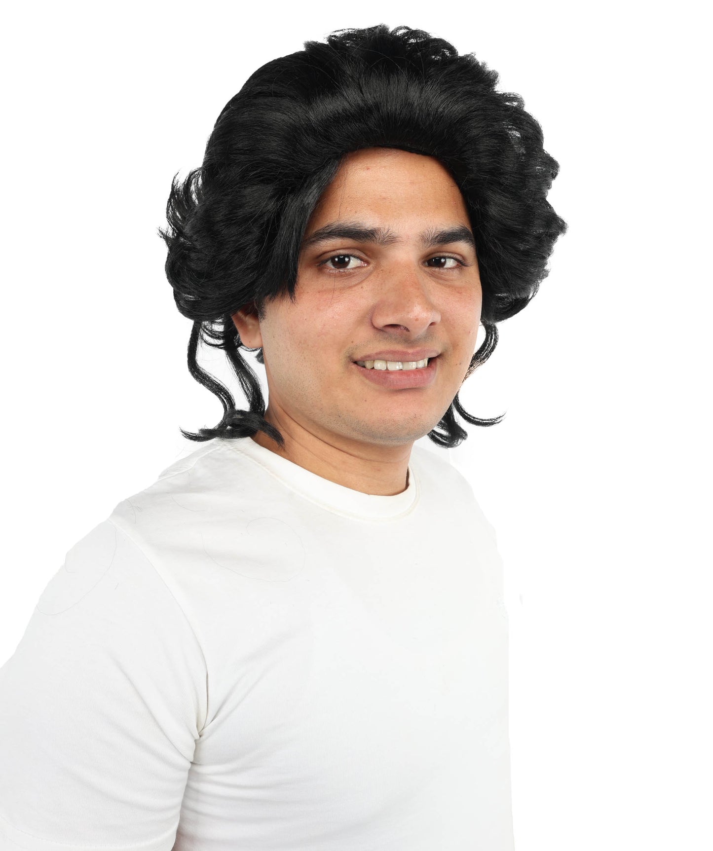 HPO Adult Men’s Medium Wavy Black Wig | Soft Volume Synthetic Hairpiece | Natural Textured Style for Cosplay, Parties & Stage Performances