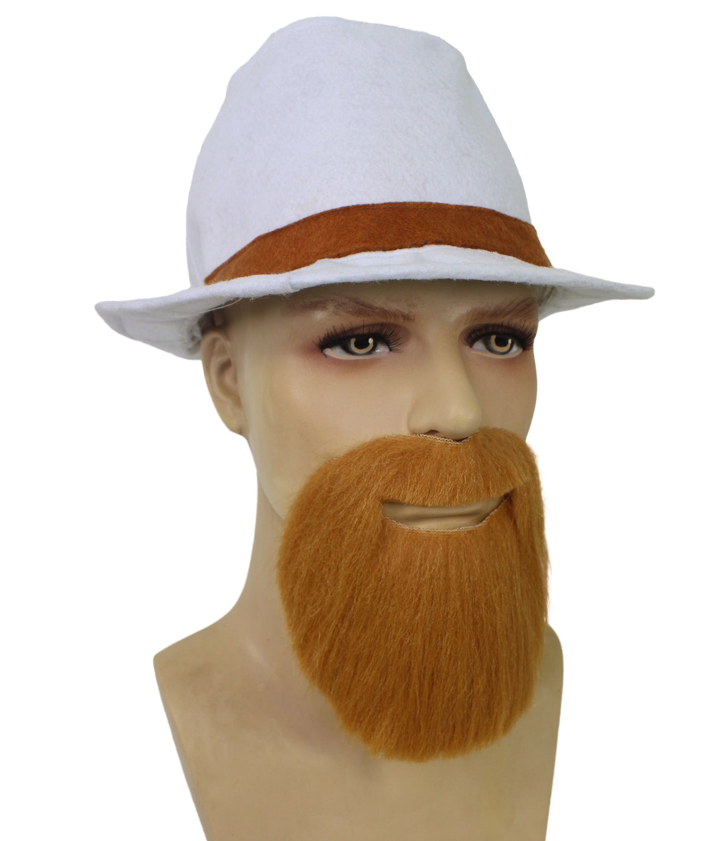 HPO Adult Men’s Novelty Brown Realistic Full Circle Goatee Beard | Stick-On Costume Facial Hair for Halloween | Flame-retardant Synthetic Fiber