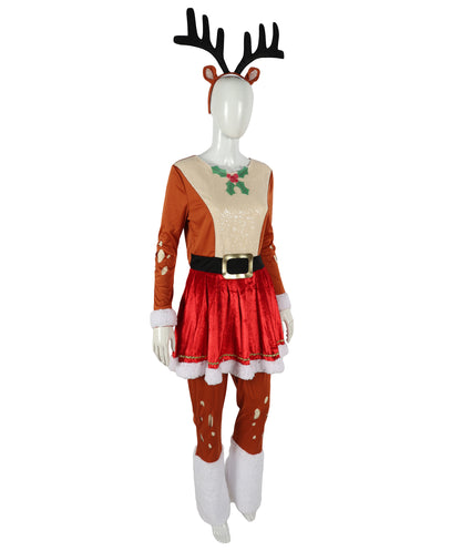 HPO Adult & Teen Women's Inflatable Reindeer Costume | Fun Holiday Outfit with Antlers – Christmas Party