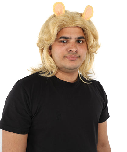 Medium Blonde Layered Fantasy Wig For Men's | Extended Length Hairpiece with Defined Layers | Styling for Theme Events, Stage Roles & Parties