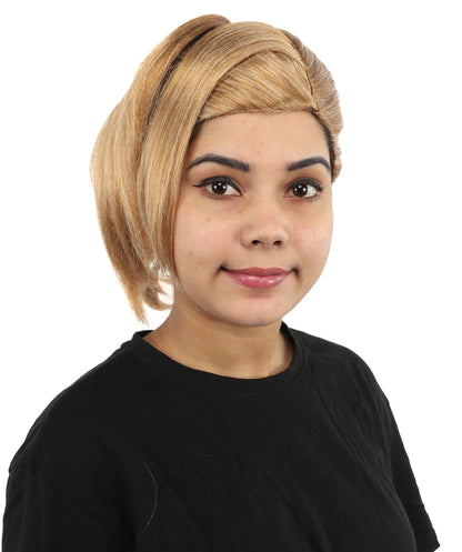 HPO Women's Elegant Braided Updo Brown Wig | Flame-Retardant Synthetic Fiber With Capless Cap | Ideal For Theater, Halloween And Cosplay