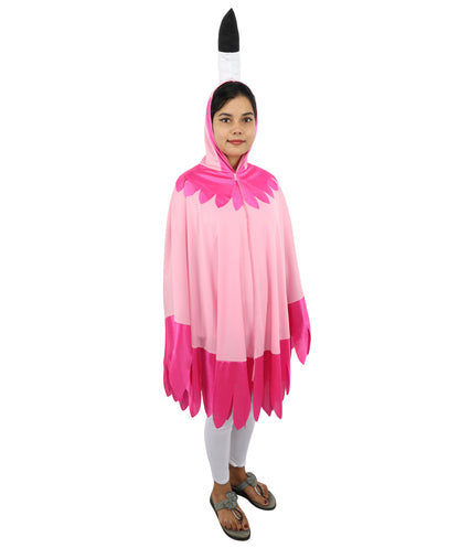 Flamingo Cape Costume | Pink Feathered Cape with Hood Details | Fun Outfit for Halloween, Cosplay, Parties & Themed Events